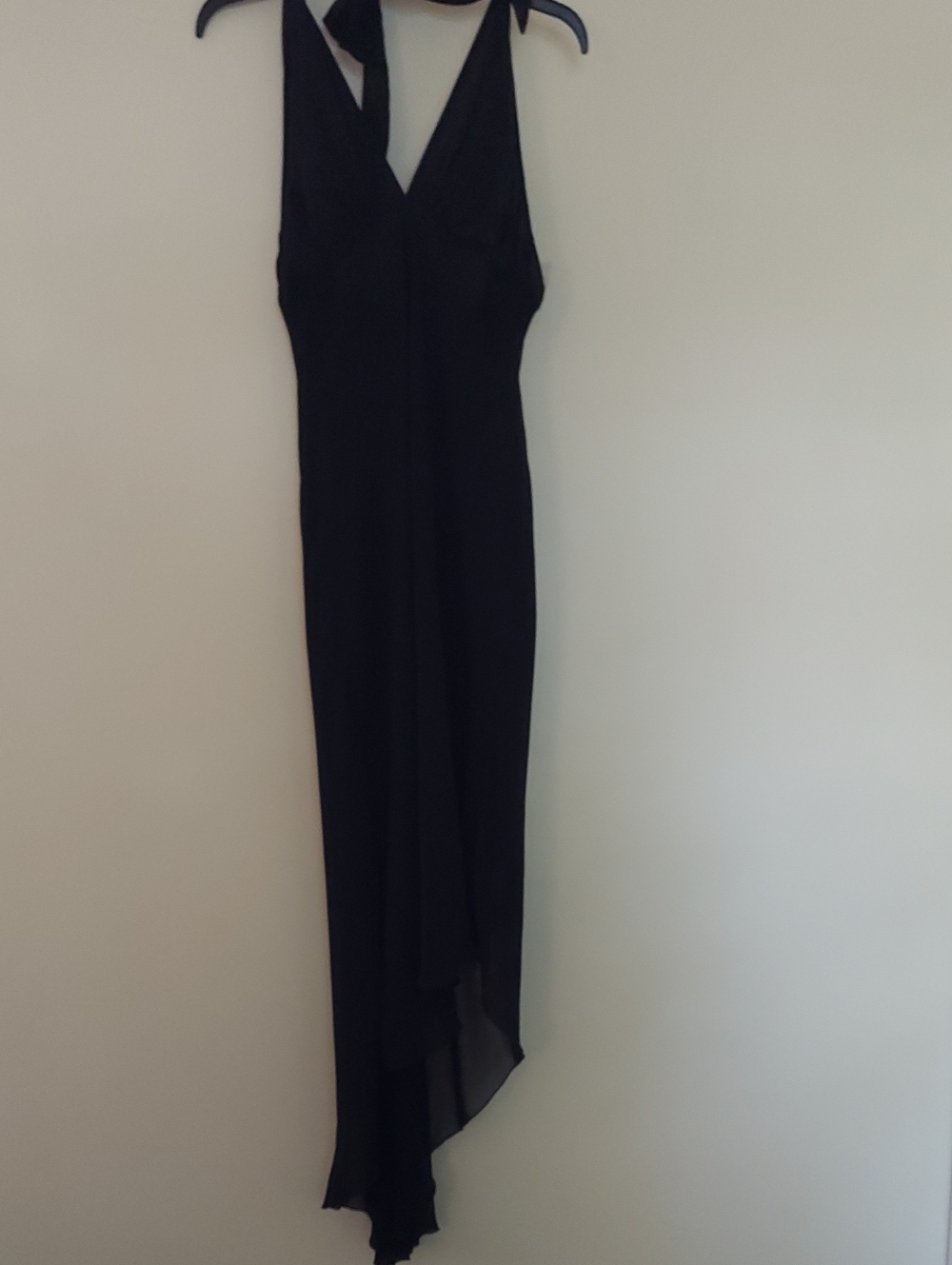 Vintage White House Black Market Black Halter High-Low Evening Gown